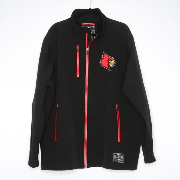 Franchise‎ Club Mens Louisville Cardinals Jacket Size 3XL Black Red Soft Shell - Picture 1 of 11
